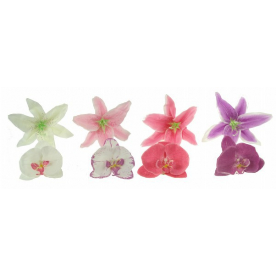 Selyemvirágfej orchidea és liliomfej s/25 több szín