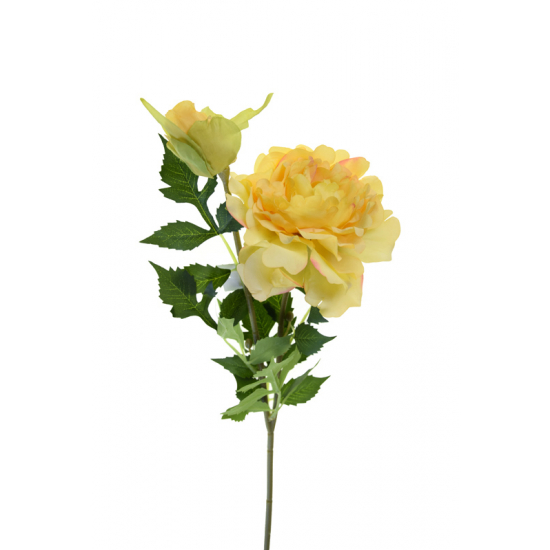 Selyemvirág bazsarózsa 2fej 55cm narancs