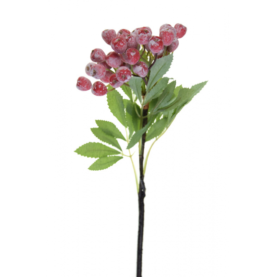 Selyemvirág bogyós ág 39cm piros