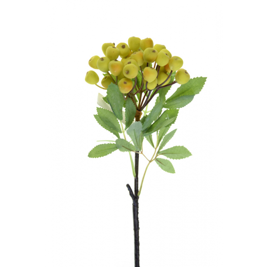 Selyemvirág bogyós ág 39cm sárga