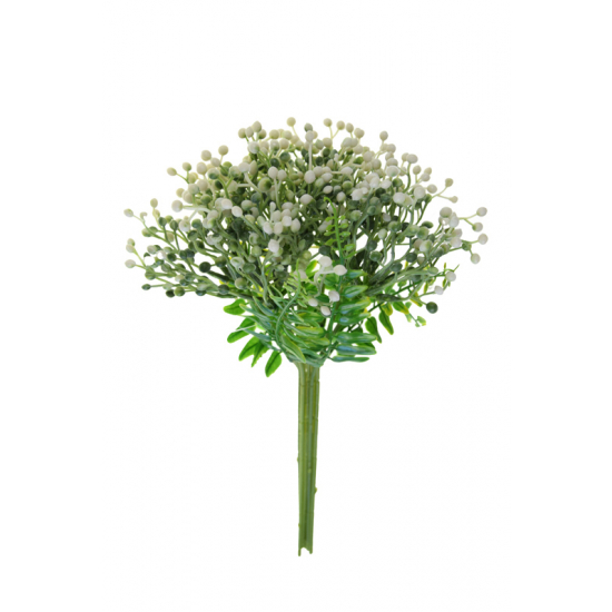 Selyemvirág bogyós csokor 29cm fehér