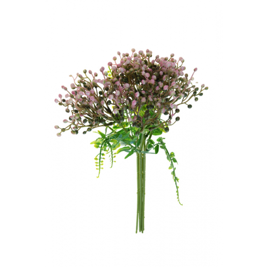 Selyemvirág bogyós csokor 29cm rózsaszín
