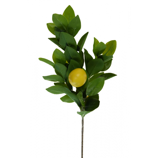 Selyemvirág citromfa ág 65cm zöld/sárga