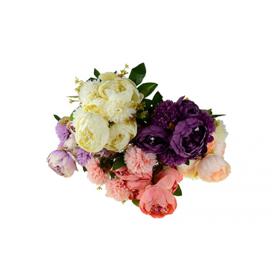 Selyemvirág peonia csokor 40cm 7fejes Vintage több szín