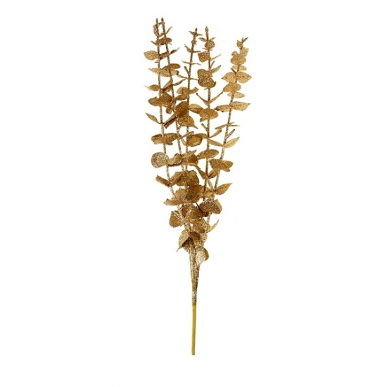 Selyemvirág eukaliptusz 35cm glitteres bronz