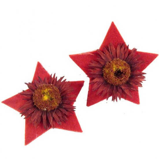 Selyemvirág gerbera/csillag filc csipeszes piros