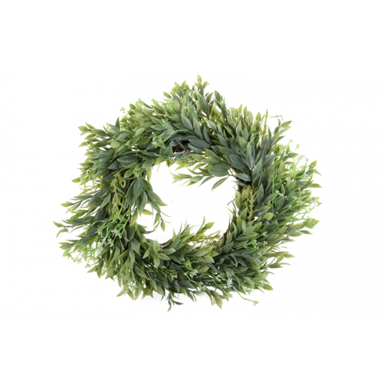 Selyemvirág koszorú D30 leveles zöld