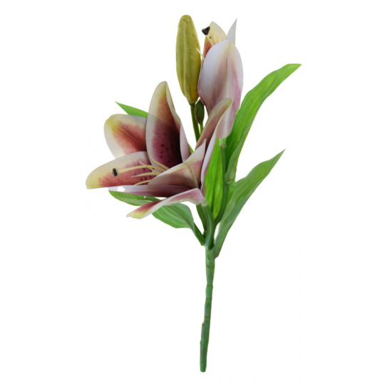 Selyemvirág liliom 2fej 39cm mályva
