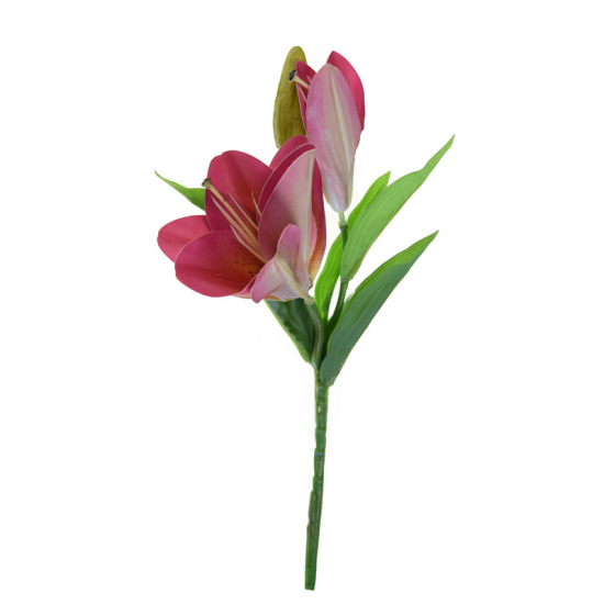 Selyemvirág liliom 2fej 39cm pink