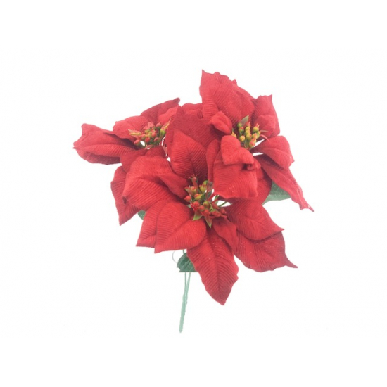 Selyemvirág mikulásvirág 36CM 3virágfejjel piros