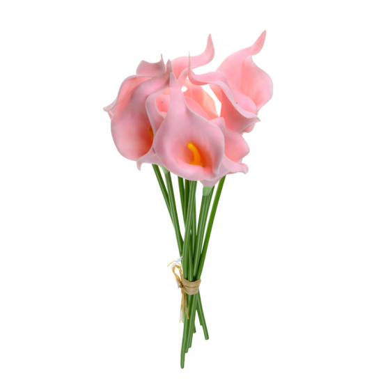 Selyemvirág mini kála csokor 30cm rózsaszín