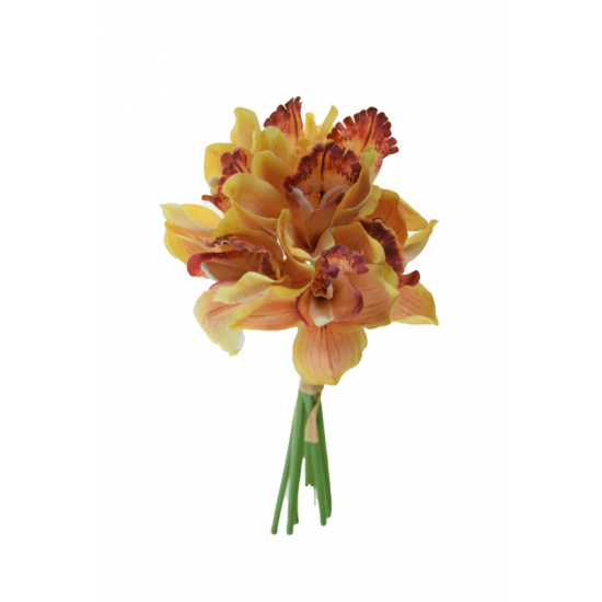 Selyemvirág orchidea csokor 27cm sárga
