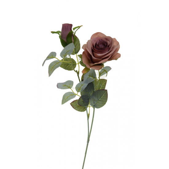 Selyemvirág rózsa 2fej 65cm bronz