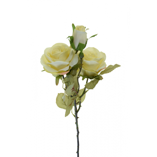 Selyemvirág rózsa 3fej 55cm ekrü