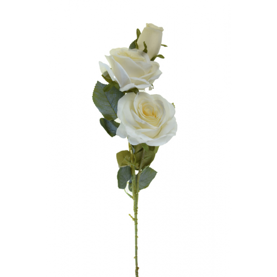 Selyemvirág rózsa 3fej 63cm fehér
