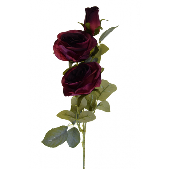 Selyemvirág rózsa 3fej 63cm piros