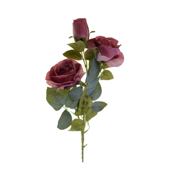 Selyemvirág rózsa 3fej 63cm rózsaszín