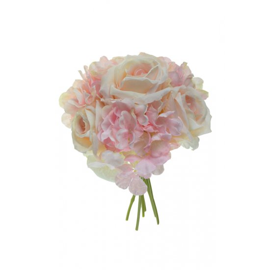 Selyemvirág rózsa csokor 29cm h.rózsaszín