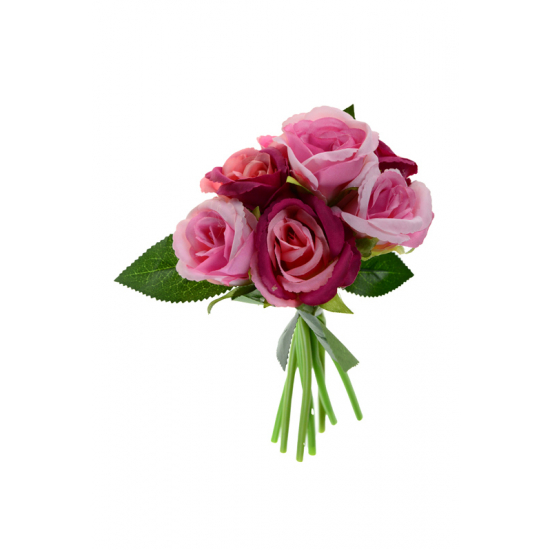 Selyemvirág rózsacsokor 22cm pink