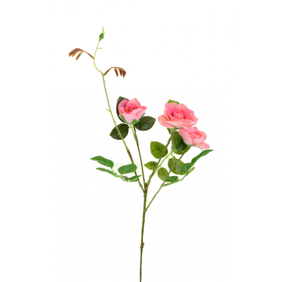 Selyemvirág rózsa szálas 75cm 3fej pink
