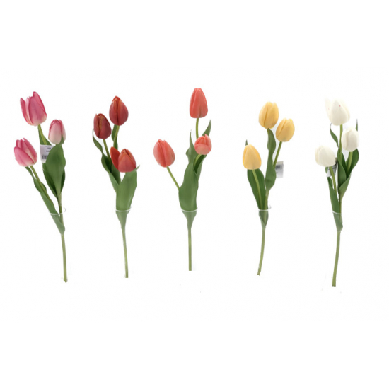 Selyemvirág tulipán 50cm 3fej rózsaszín