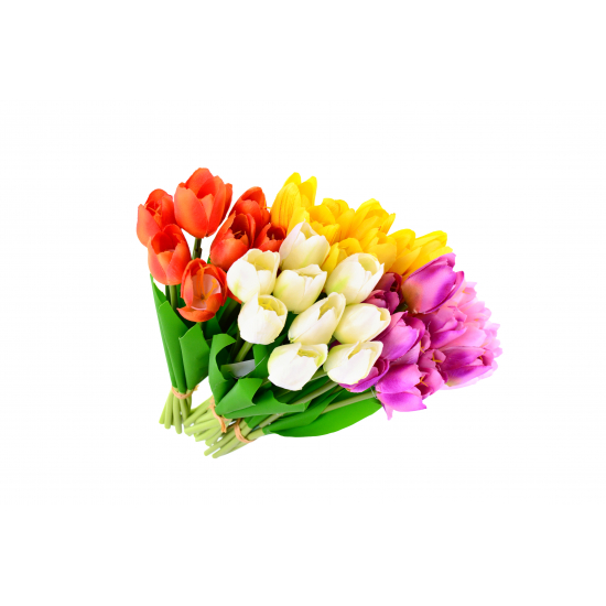 Selyemvirág tulipán csokor 30cm 9fej több szín
