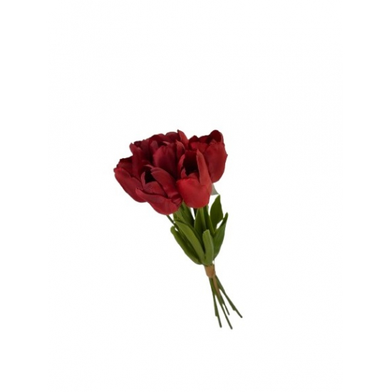 Selyemvirág tulipán csokor 33cm bordó