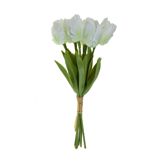 Selyemvirág tulipán csokor 33cm fehér
