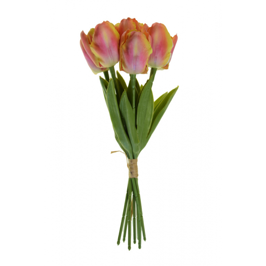 Selyemvirág tulipán csokor 33cm narancs