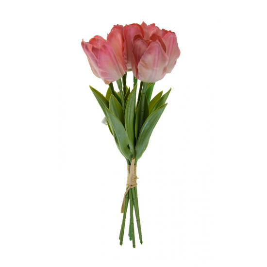 Selyemvirág tulipán csokor 33cm rózsaszín