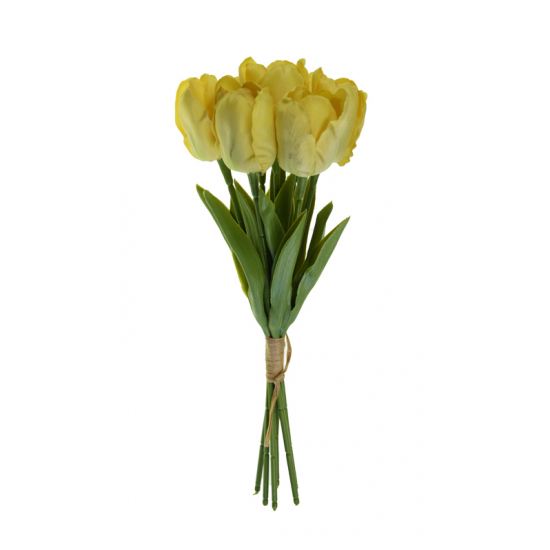 Selyemvirág tulipán csokor 33cm sárga