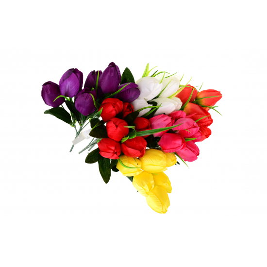 Selyemvirág tulipán csokor 34cm 6fej több szín