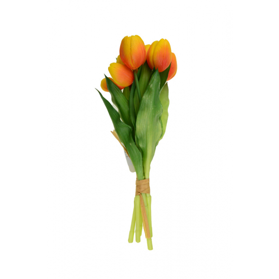 Selyemvirág tulipán csokor 42cm narancs