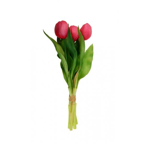 Selyemvirág tulipán csokor 42cm pink