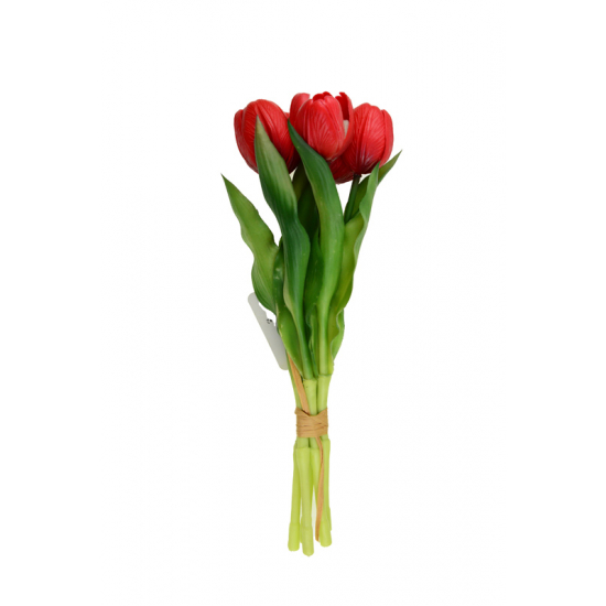 Selyemvirág tulipán csokor 42cm piros