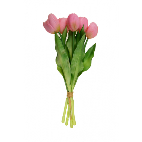 Selyemvirág tulipán csokor 42cm rózsaszín