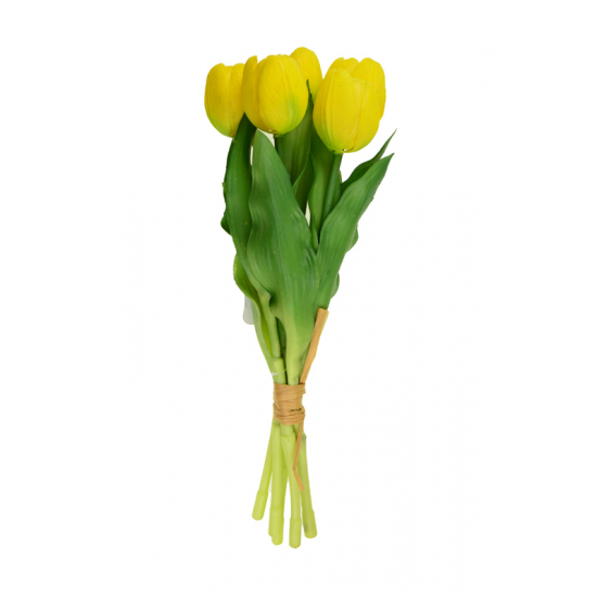 Selyemvirág tulipán csokor 42cm sárga