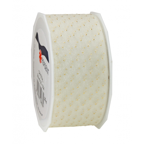 Szalag 40 mm - 20 m CRYSTAL arany gyöngyös