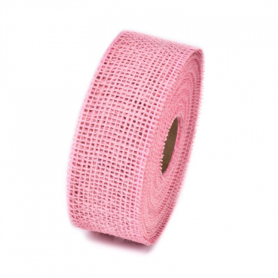 Szalag juta hálós 5cm*10cm v.rózsaszín