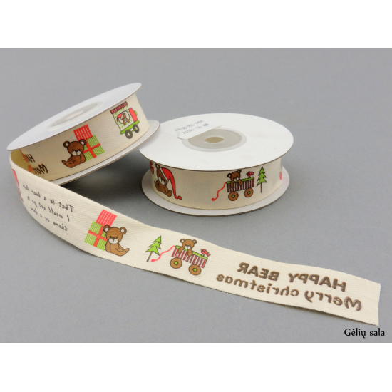 Szalag lenvászon happy bear 2 cm*9m natúr