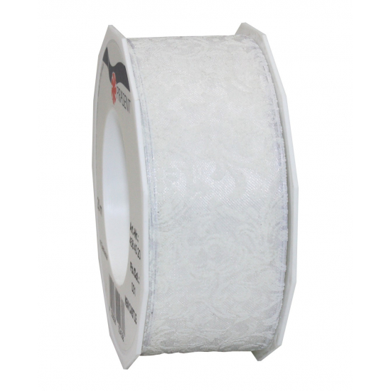 Szalag organza 40 mm - 20 m NEW CASTLE fehér