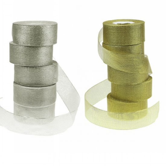 Szalag organza 4cm*25y glitteres több szín