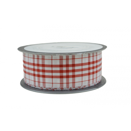 Szalag textil kockás 3,8/10 piros/fehér