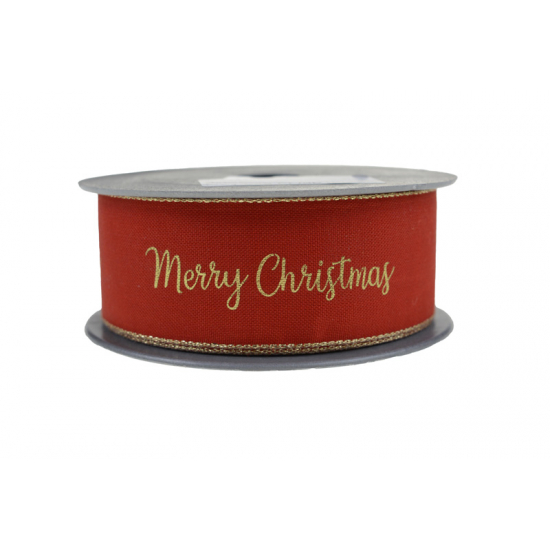 Szalag textil MerryChristmas 3,8/10 piros/arany