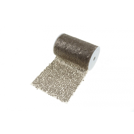 Szalag textil flitteres 10cm*2,5m matt barna