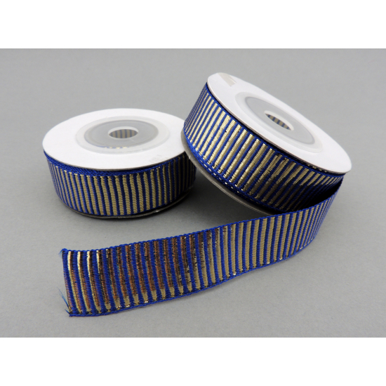 Szalag textil ripsz 1,5 cm*9 m arany/kék