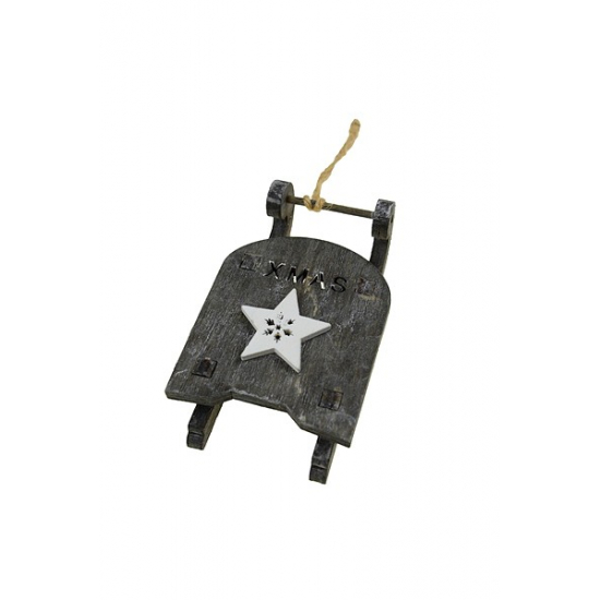 Szánkó fa akasztós 10*6cm szürke