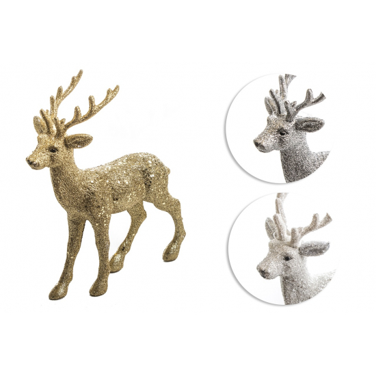 Szarvas plasztik M12cm ezüst /fehér/arany