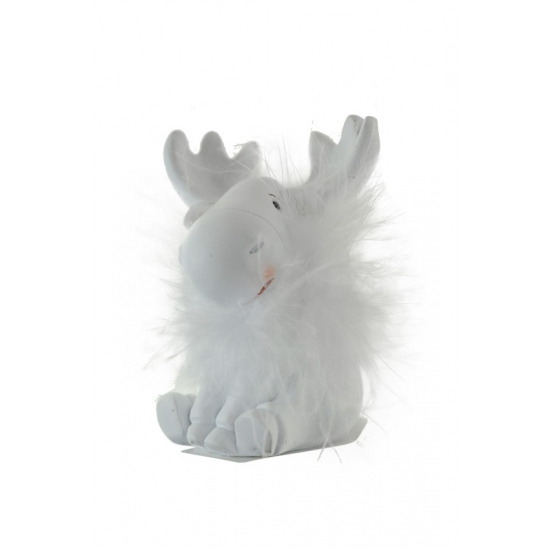 Figura szarvas poly 6.5*5*9cm fehér