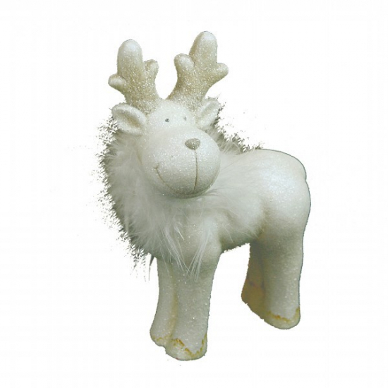 Figura szarvas poly álló 9,5*15cm fehér